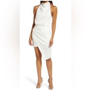 COPY - Elliott camo asymmetric satin cocktail dress- white